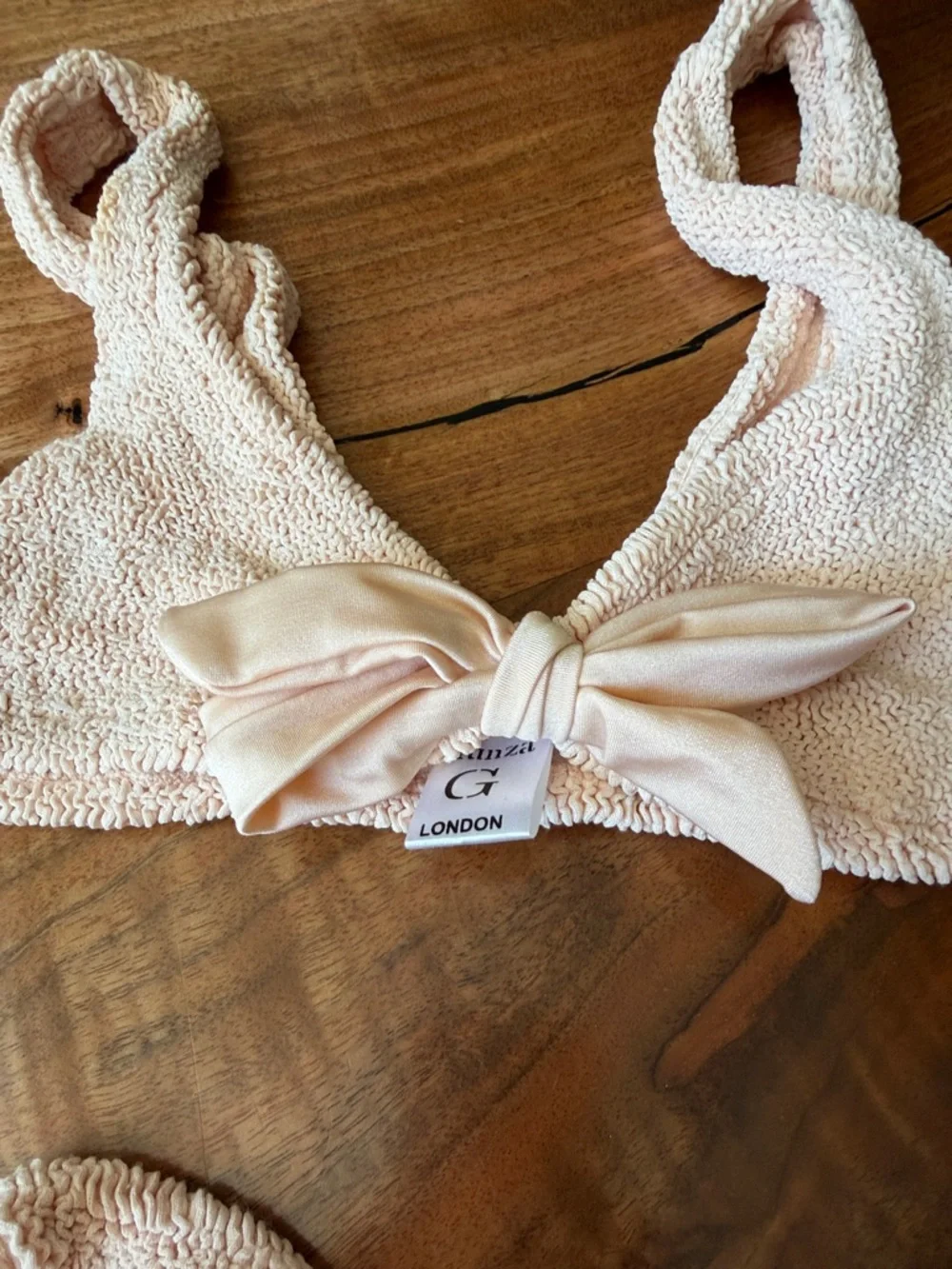 Hunza G Textured Pale Pink Knot-Front Bikini - Picture 7 of 11